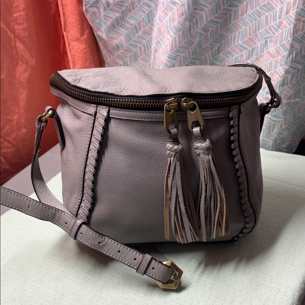orYANY Dusty Grey Leather Tassel Crossbody Bag - Picture 2 of 11